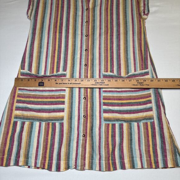 Lou & Grey for Loft XS Colorful Striped Short Sleeve Linen Blend Shirt Dress EUC - Picture 7 of 11